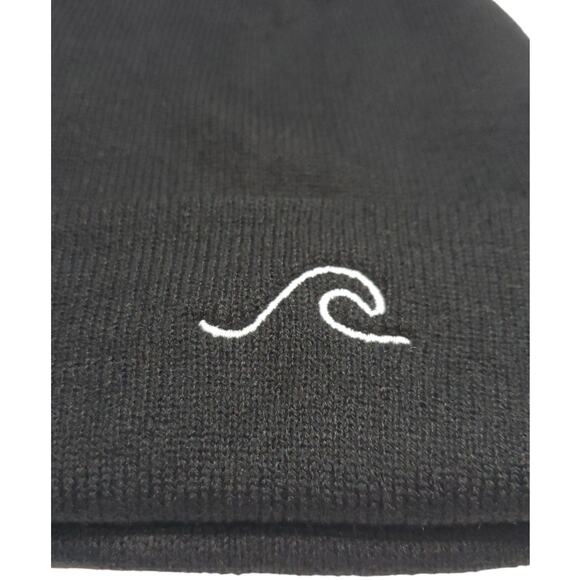 Black Embroidered Wave Beanie Hat | Size OS - Picture 2 of 4